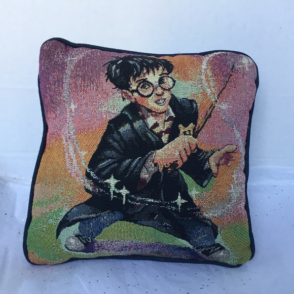 Harry Potter Wizard Wand Vintage Square Throw Pillow 12 x 12 Needlepoint design. - Picture 2 of 16